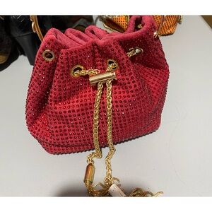 Elegant Red and Orange Beaded Women's Handbag